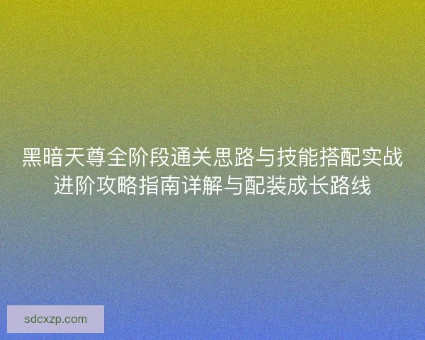 黑暗天尊全阶段通关思路与技能搭配实战进阶攻略指南详解与配装成长路线